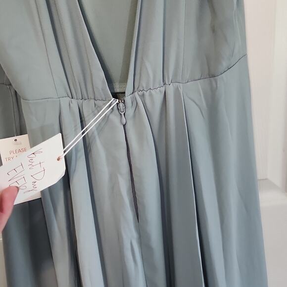 Show Me Your Mumu Jenn Maxi Dress Size LG Silver Sage Crisp Bridesmaid Wedding - Picture 6 of 15